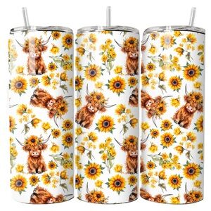 Floral Cow Print Tumbler